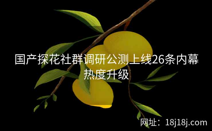 国产探花社群调研公测上线26条内幕热度升级 国产探花社群调研公测上线26条内幕热度升级